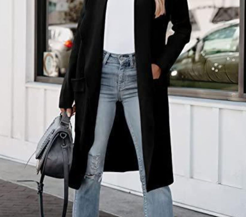 Open Front Dropped Shoulder Outerwear