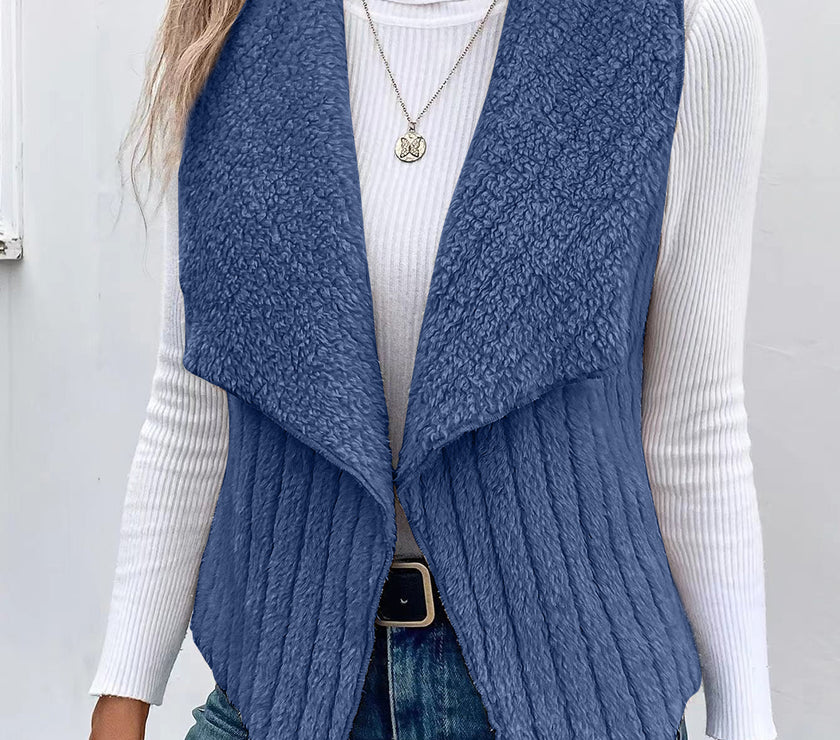 Open Front Fuzzy Vest Coat