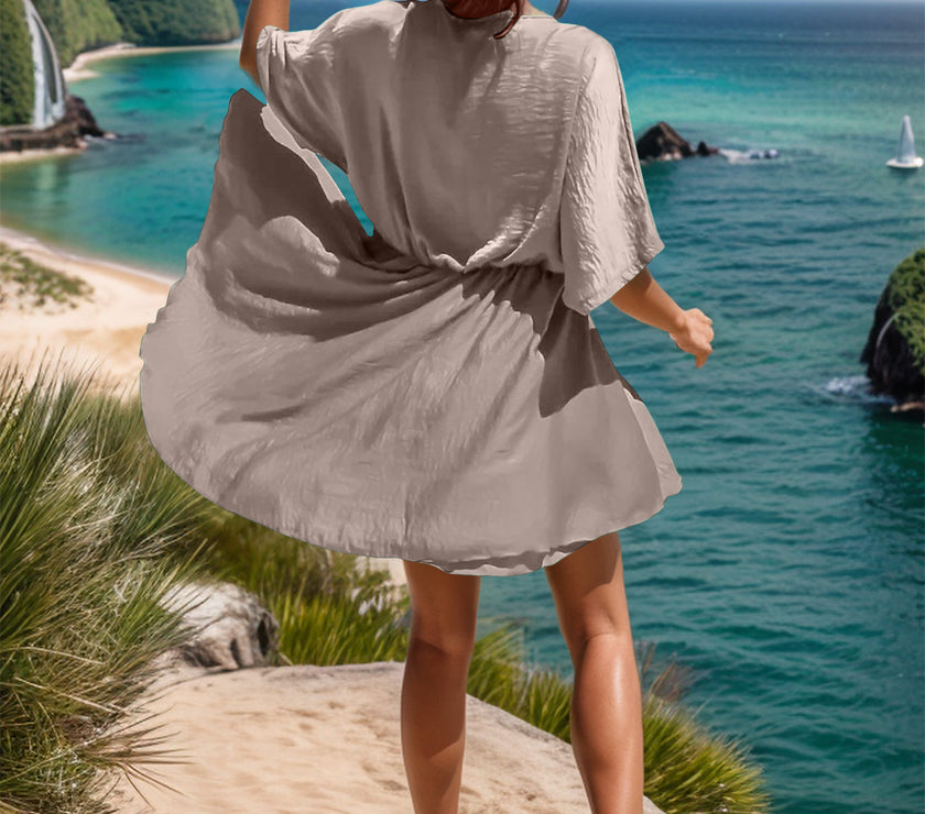 Surplice Half Sleeve Mini Dress