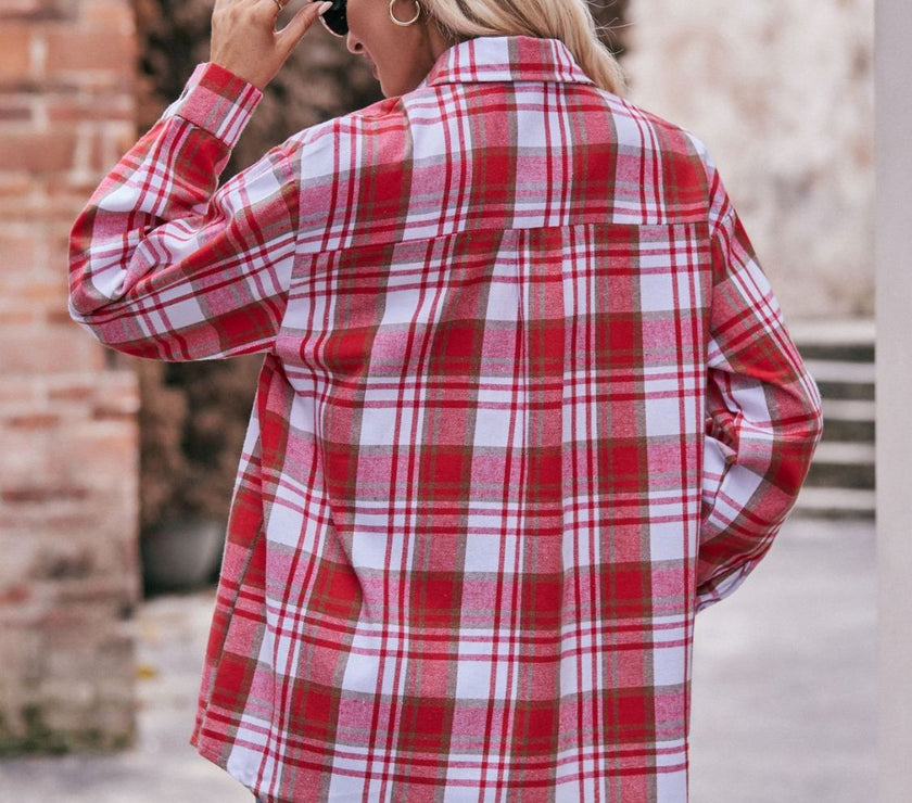 Mandy Plaid Dropped Shoulder Longline Shirt