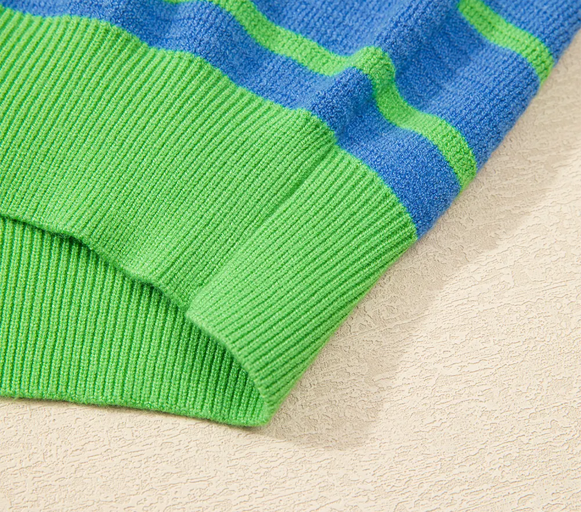 Striped Round Neck Long Sleeve Sweater