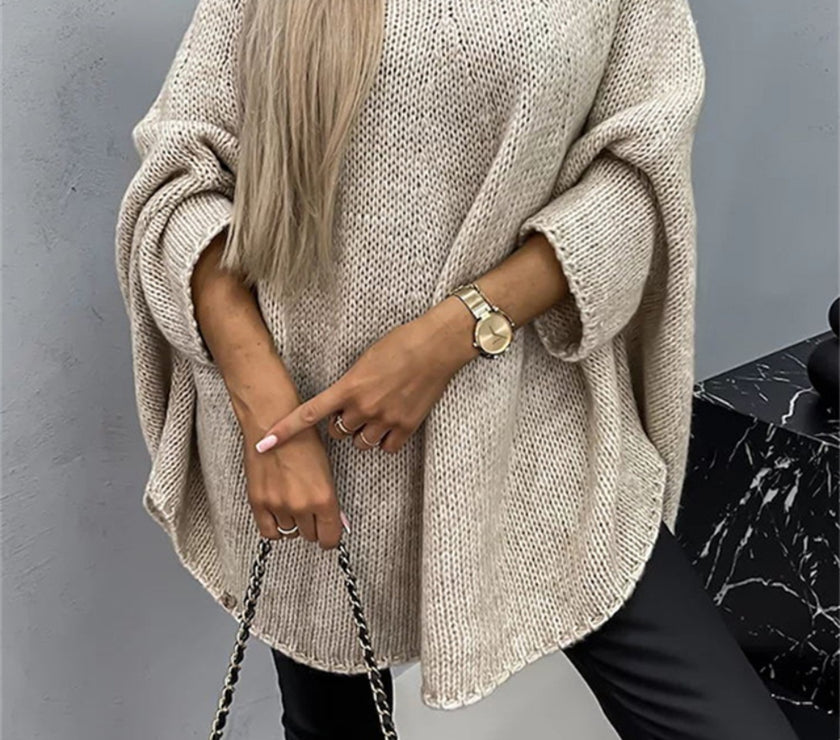 Round Neck Batwing Sleeve Sweater
