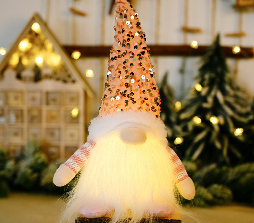 Sequin Light-Up Faceless Gnome
