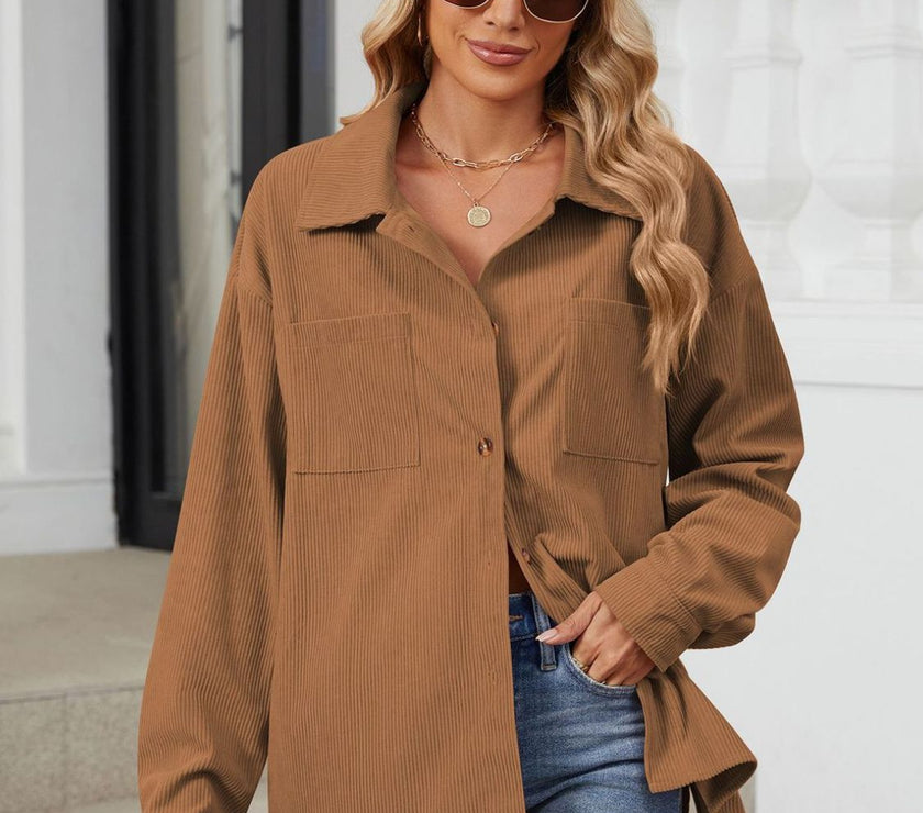 Button Up Long Sleeve Shirt with Breast Pockets