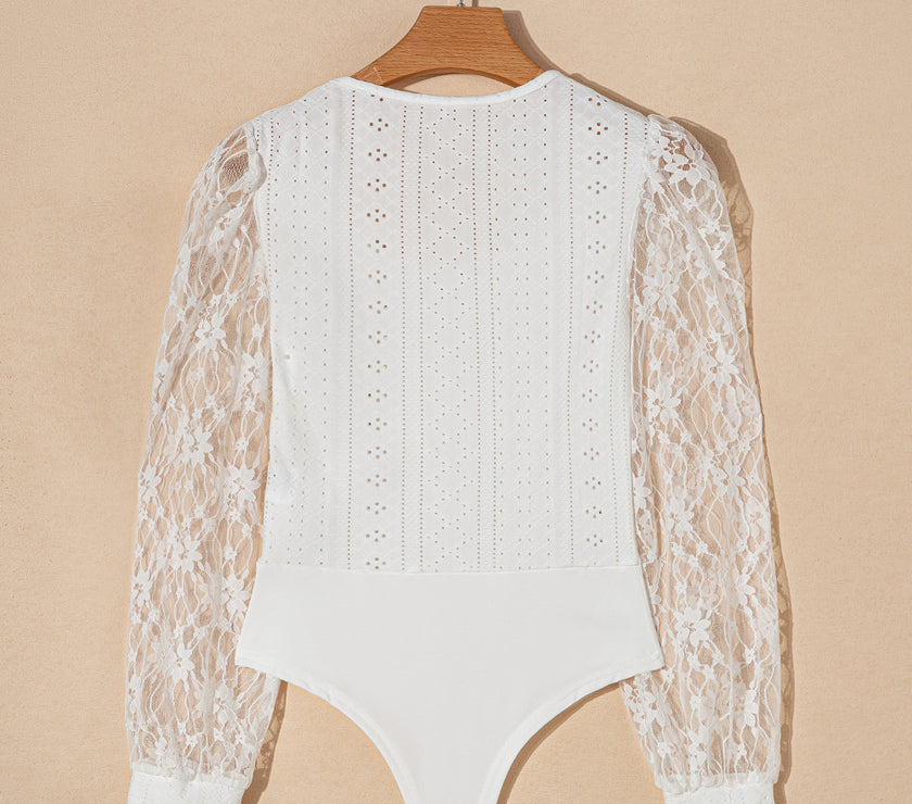 Eyelet Lace Long Sleeve Bodysuit