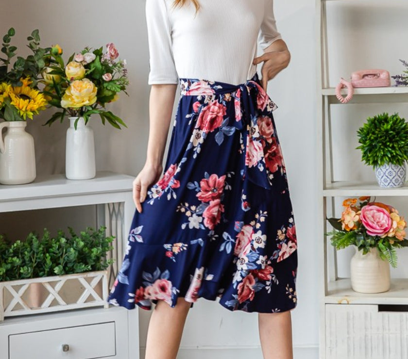 Reborn J Floral Wrap Ruffled Skirt