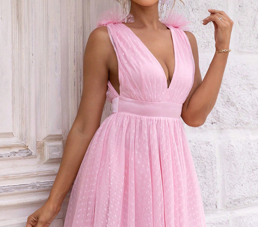 Open Back Sleeveless Mesh Dress