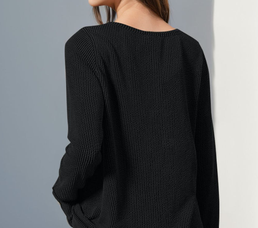 Double Take Full Size Notched Thumbhole Long Sleeve T-Shirt