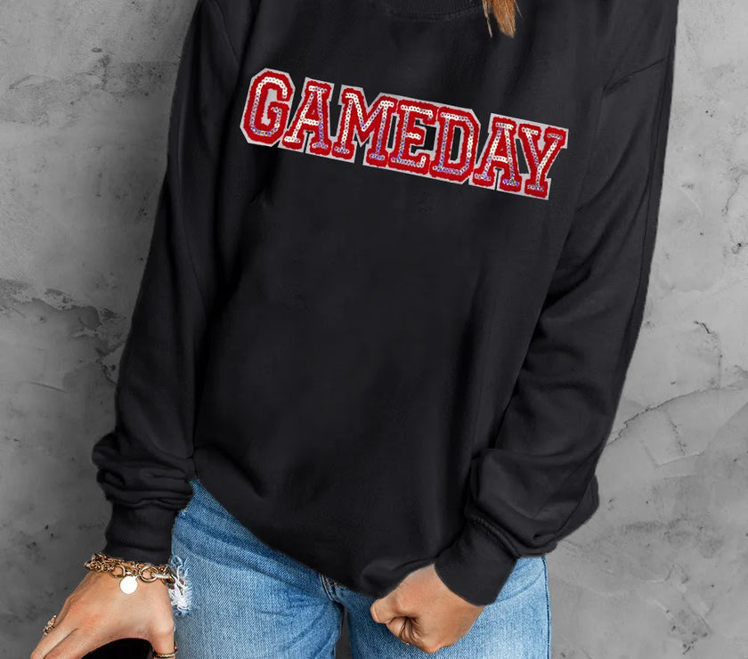 GAME DAY Round Neck Long Sleeve Sweatshirt