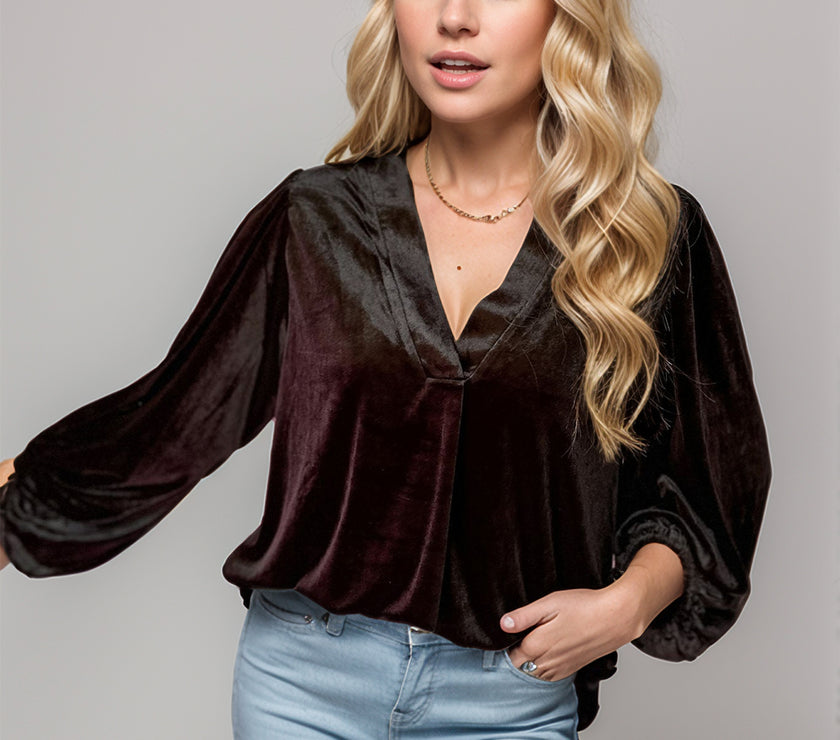 V-Neck Three-Quarter Sleeve Blouse