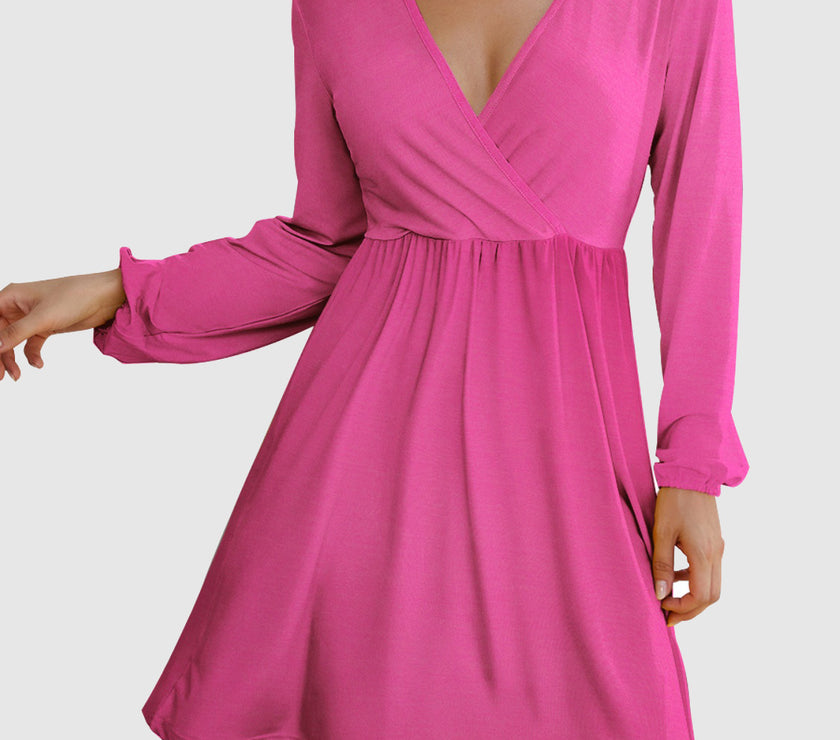 FAM-FAM Surplice Long Sleeve Mini Dress