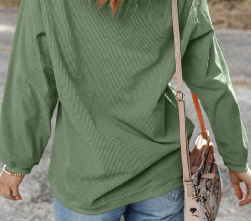 Sequin Lucky Clover Round Neck Long Sleeve Sweatshirt