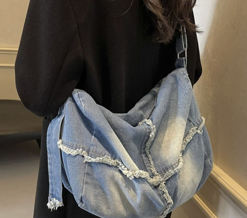 Raw Hem Gradient Crossbody Bag