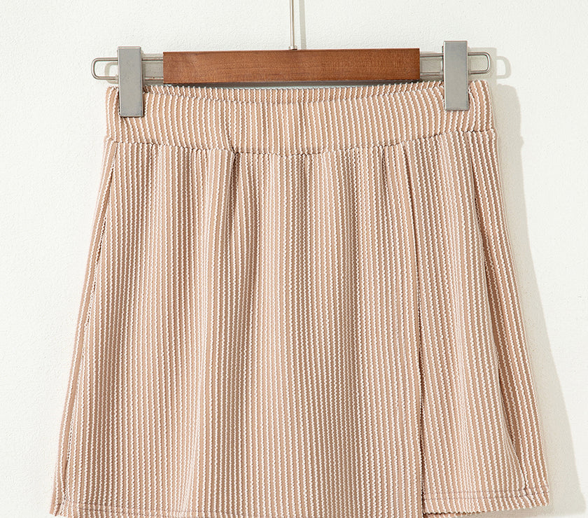 Jet Stream Corded Elastic High Waist Wrap Skort