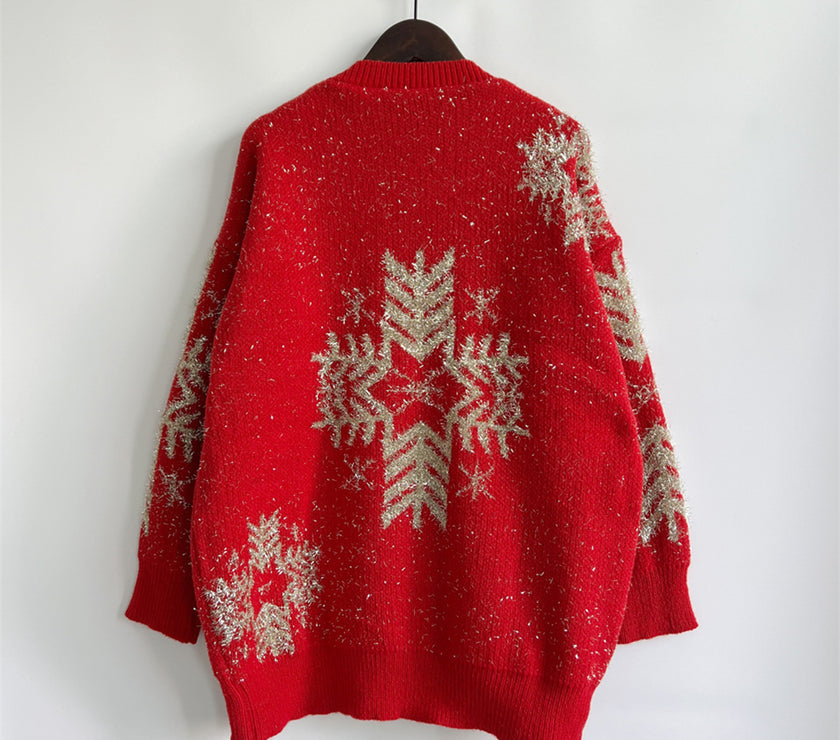 Snowflake Pattern Long Sleeve Sweater
