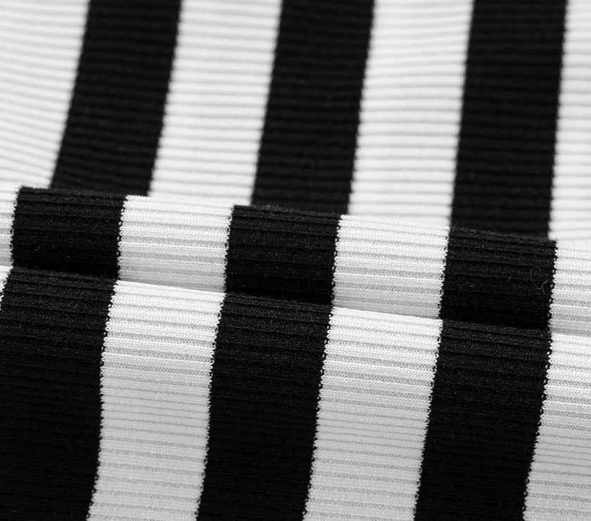 Striped Lace Detail V Neck Top