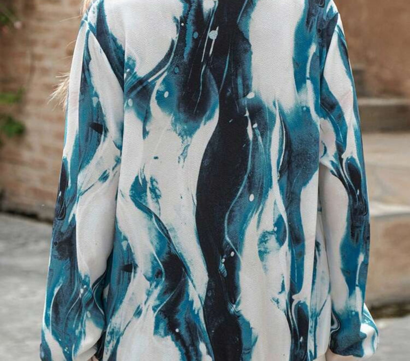 Printed Baseball Collar Zip Up Jacket