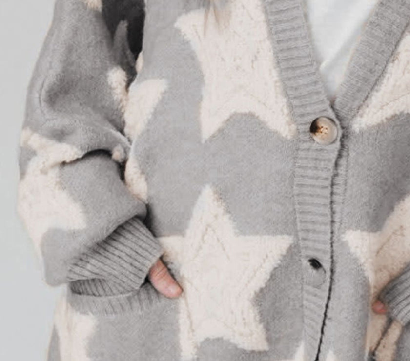 Star Button Up Long Sleeve Cardigan
