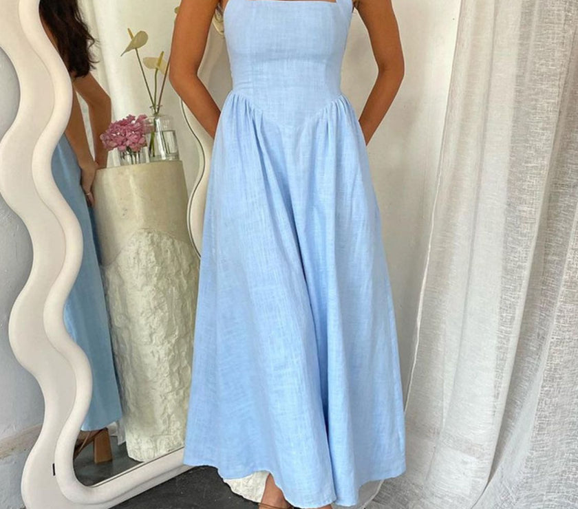 Devine Ruched Halter Neck Midi Dress