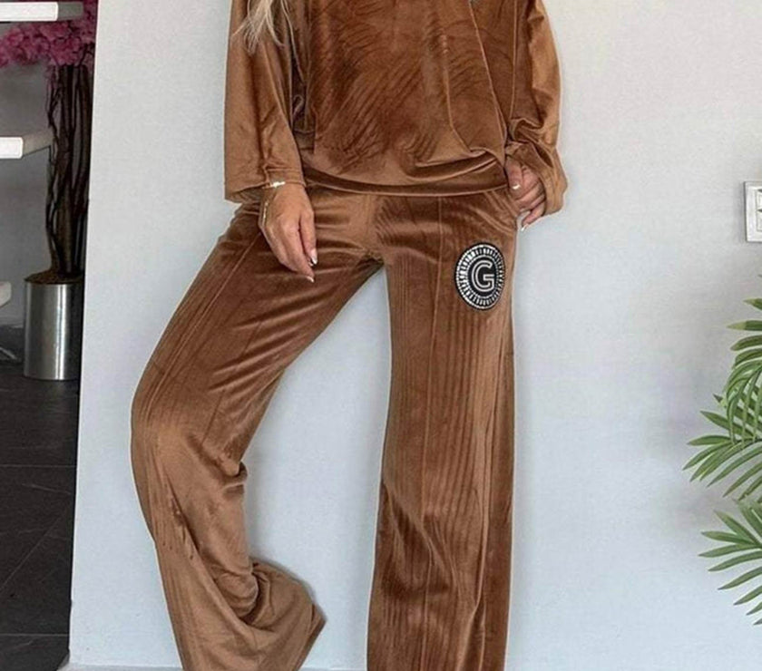 Full Size Boat Neck Long Sleeve Top and Pants Set