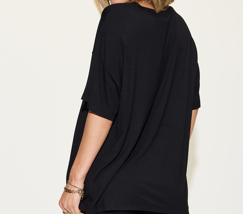 Basic Bae Full Size V-Neck Drop Shoulder T-Shirt and Shorts Set