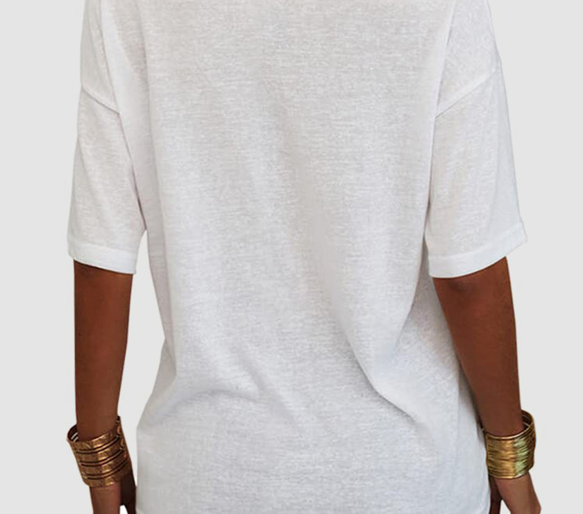 V-Neck Dropped Shoulder Half Sleeve T-Shirt