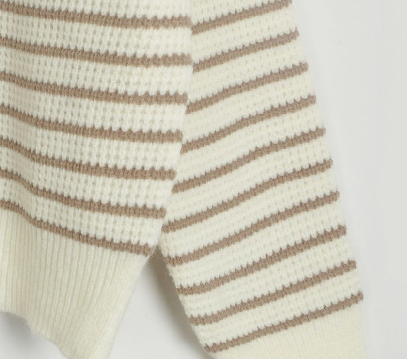 Striped Half Zip Long Sleeve Sweater