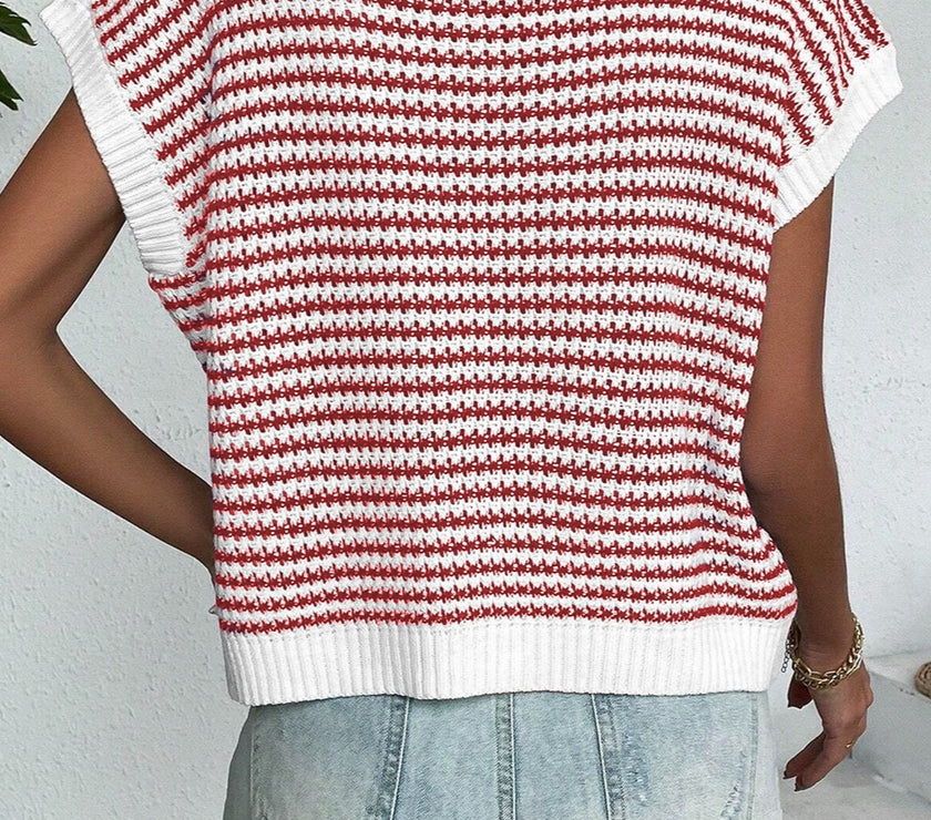Striped Round Neck Sweater Vest