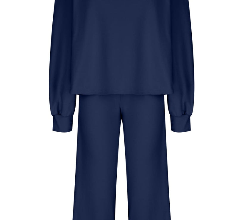Round Neck Long Sleeve Top and Pants Set