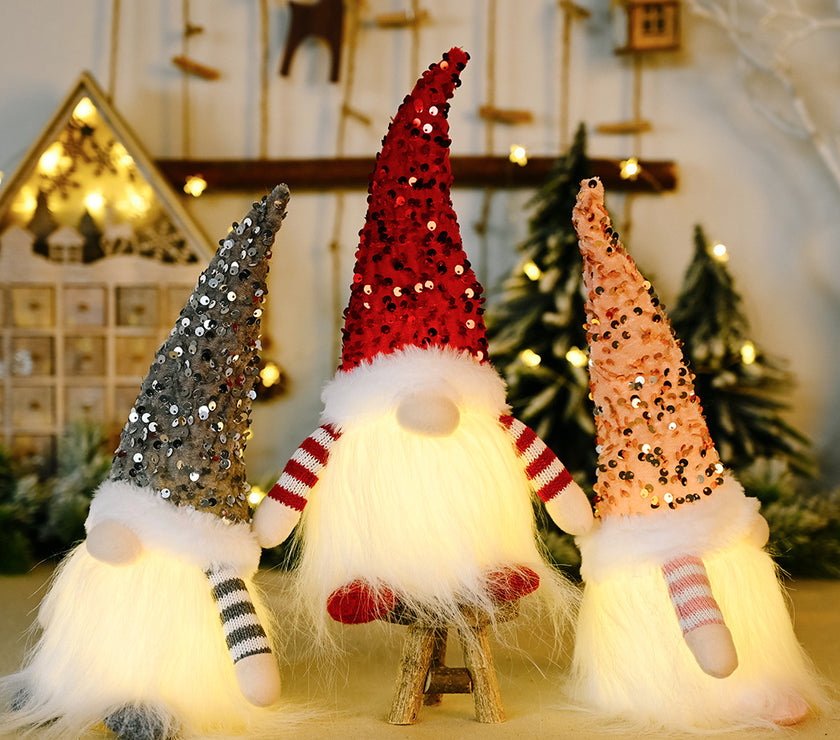 Sequin Light-Up Faceless Gnome