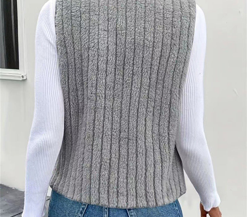 Open Front Fuzzy Vest Coat