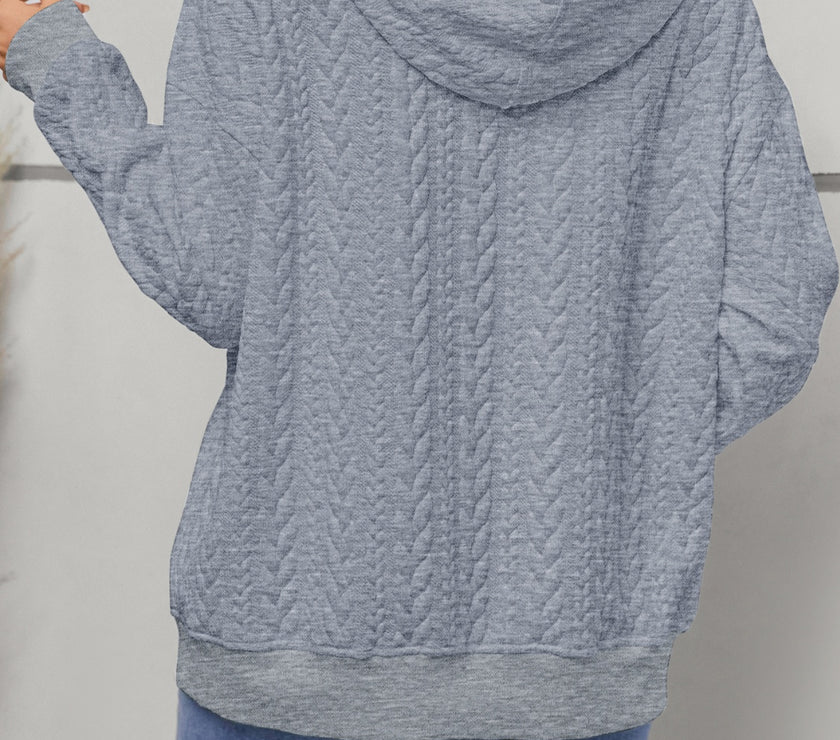 Drawstring Long Sleeve Hoodie with Pockets