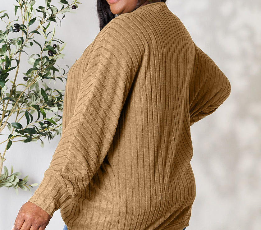 Basic Bae Full Size Ribbed Cocoon Cardigan