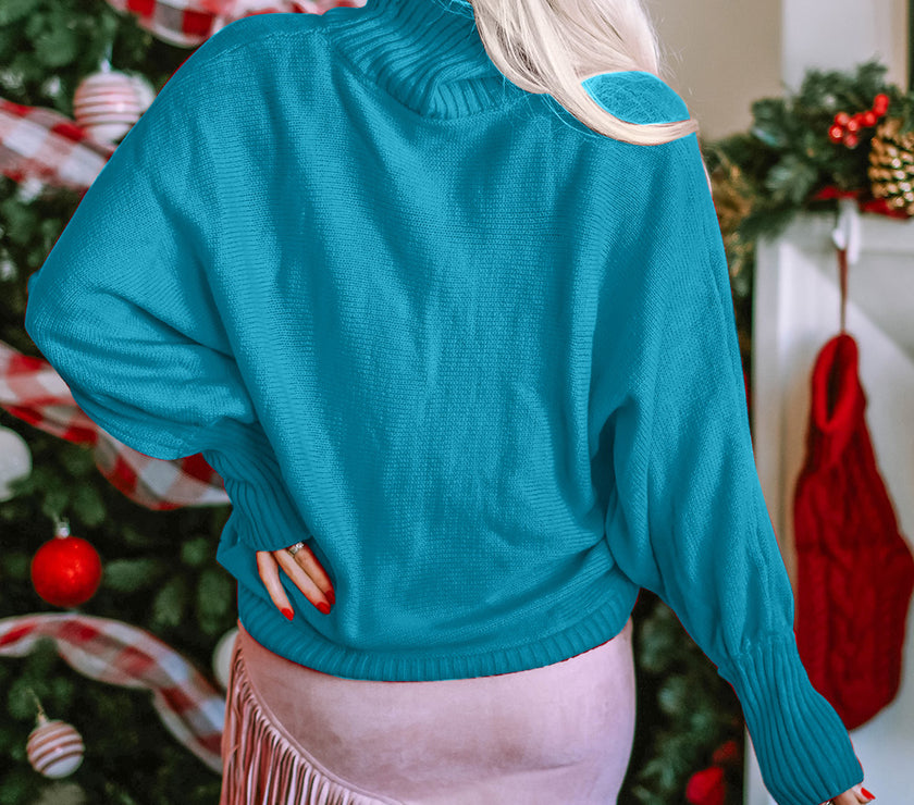 Double Take Full Size Merry Christmas Turtleneck Long Sleeve Sweater