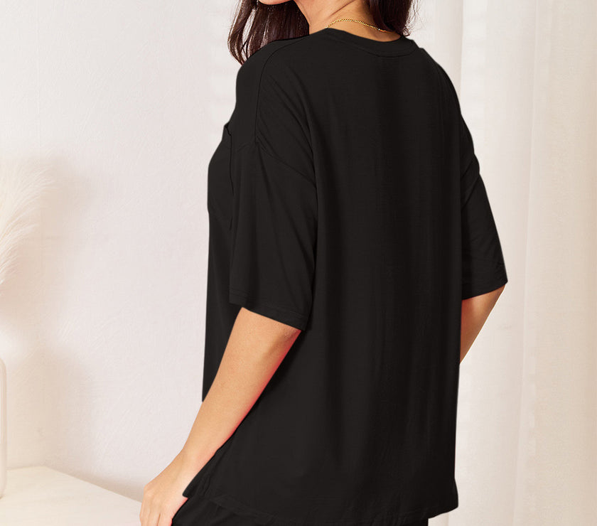 Basic Bae Full Size Soft Rayon Half Sleeve Top and Shorts Set