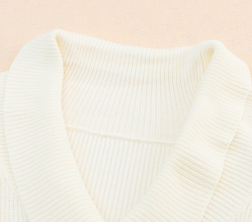 Ribbed Surplice Long Sleeve Sweater