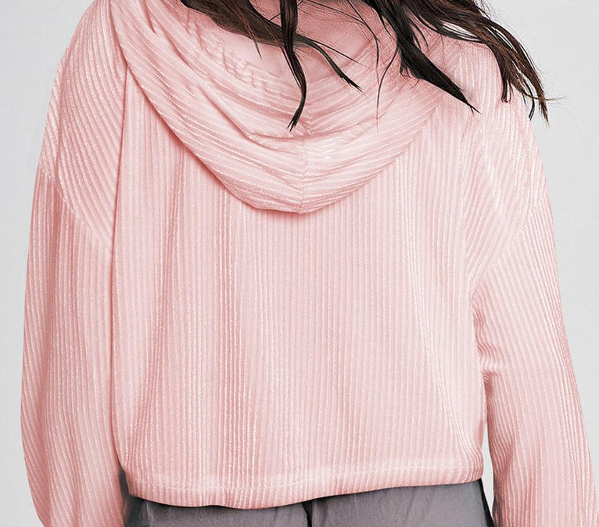 Drawstring Drop Shoulder Long Sleeve Hoodie