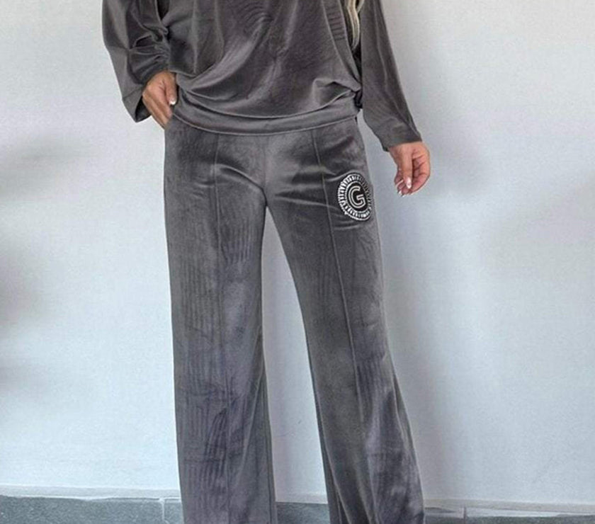 Full Size Boat Neck Long Sleeve Top and Pants Set