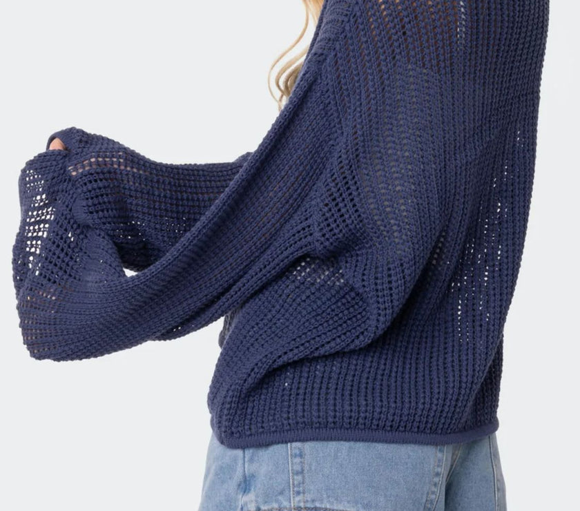 Star Round Neck Long Sleeve Knit Top