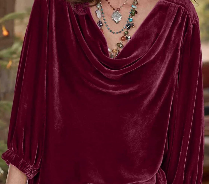 Cowl Neck Three-Quarter Sleeve Top