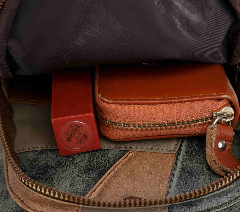 PU Leather Color Block Crossbody Bag