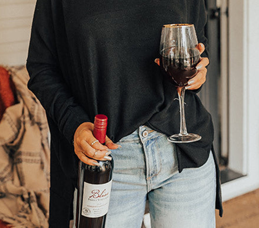 Side Slit High-Low Cowl Neck Long Sleeve Blouse