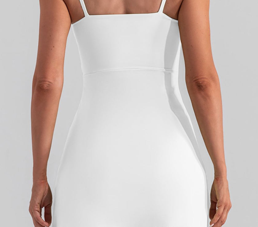 Square Neck Sleeveless Slit Mini Active Dress