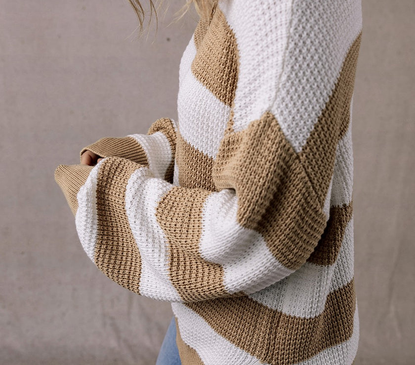 Color Block Round Neck Sweater