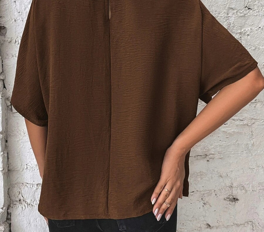 Knotted Round Neck Half Sleeve Blouse