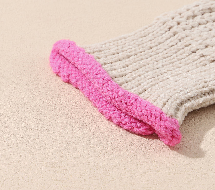 Contrast Tied Open Front Cardigan