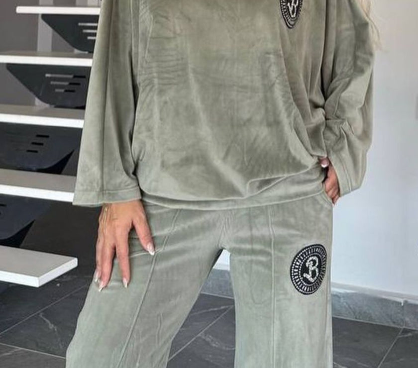 Full Size Boat Neck Long Sleeve Top and Pants Set