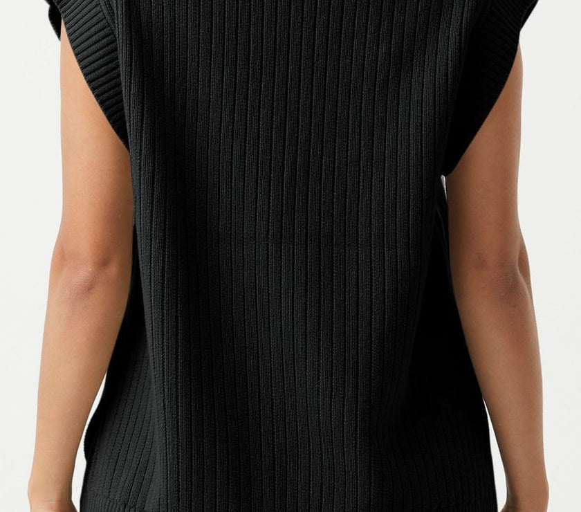 Mandy Ribbed V-Neck Sweater Vest