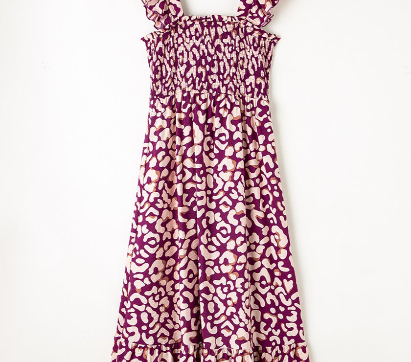 Ruffled Printed Wide Strap Dress