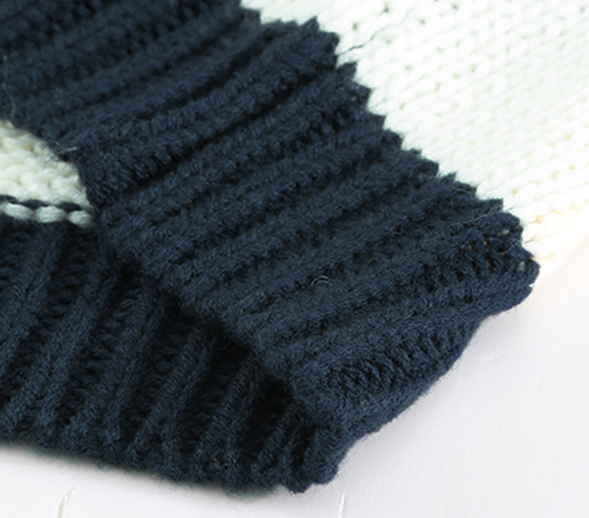 Color Block Round Neck Dropped Shoulder Sweater